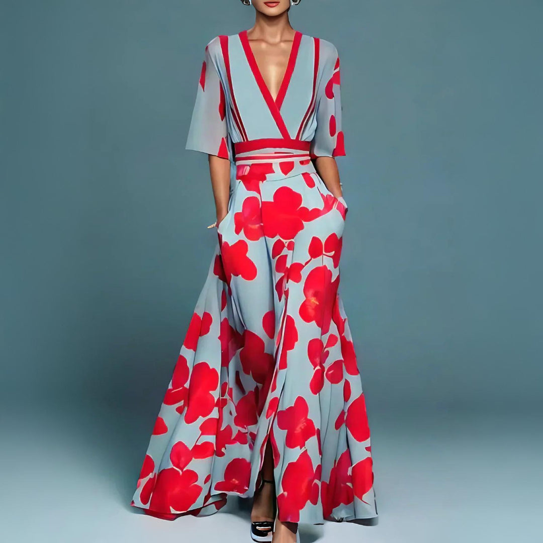 ALVA | V-RINGAD BLOMMIG KLÄNNING