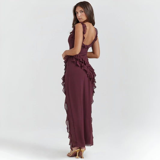 SARA | MAXIKLÄNNING MED VOLANGER