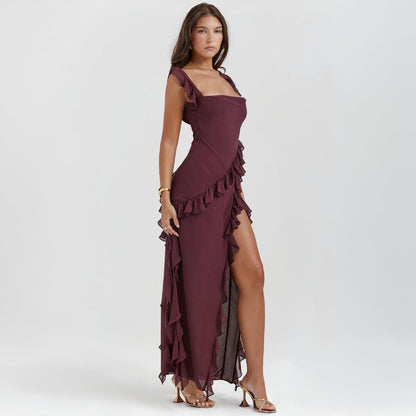 SARA | MAXIKLÄNNING MED VOLANGER